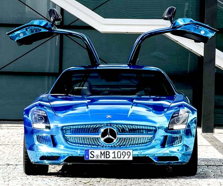 Mercedes gull wing door SLS electric car