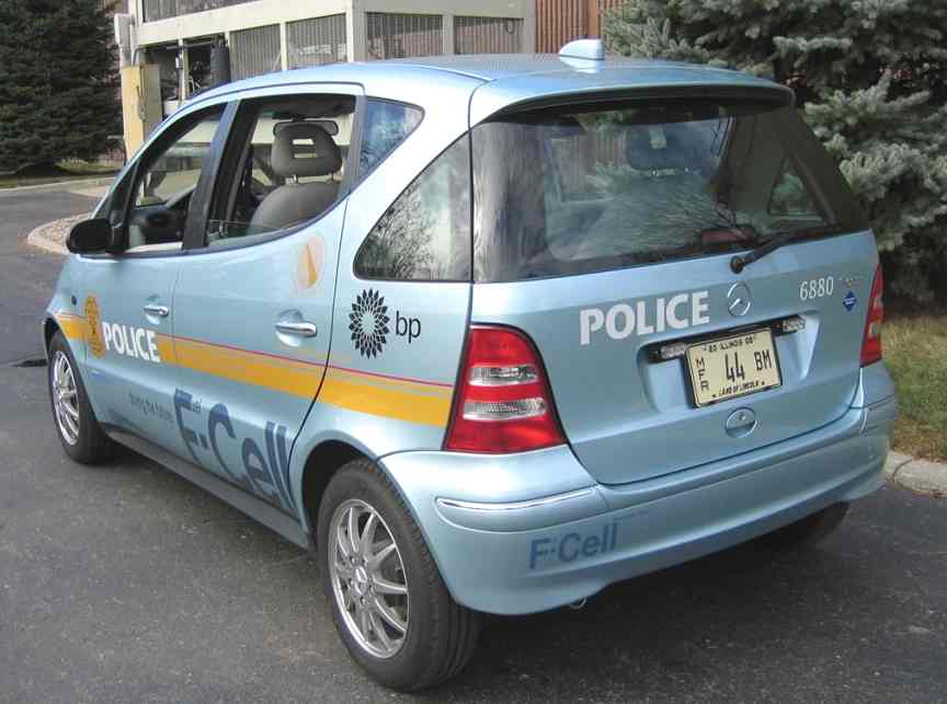 Police A Class Mercedes Benz hydrogen fuel cell car