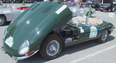 Jaguar E Type bonnet open