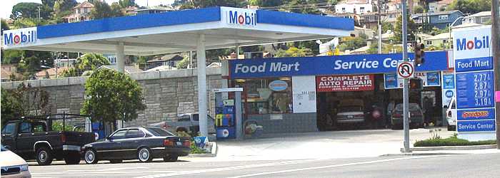A typical Mobil gas petrol diesel filling station