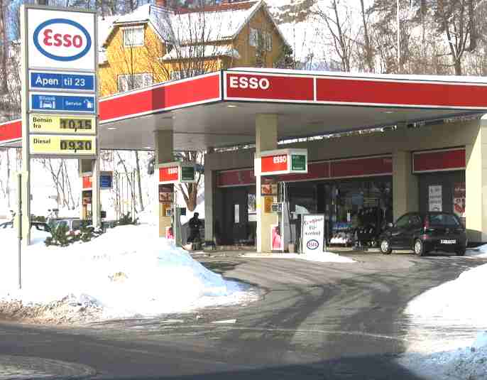 An Esso petrol diesel filling station in Stabekk, Norway