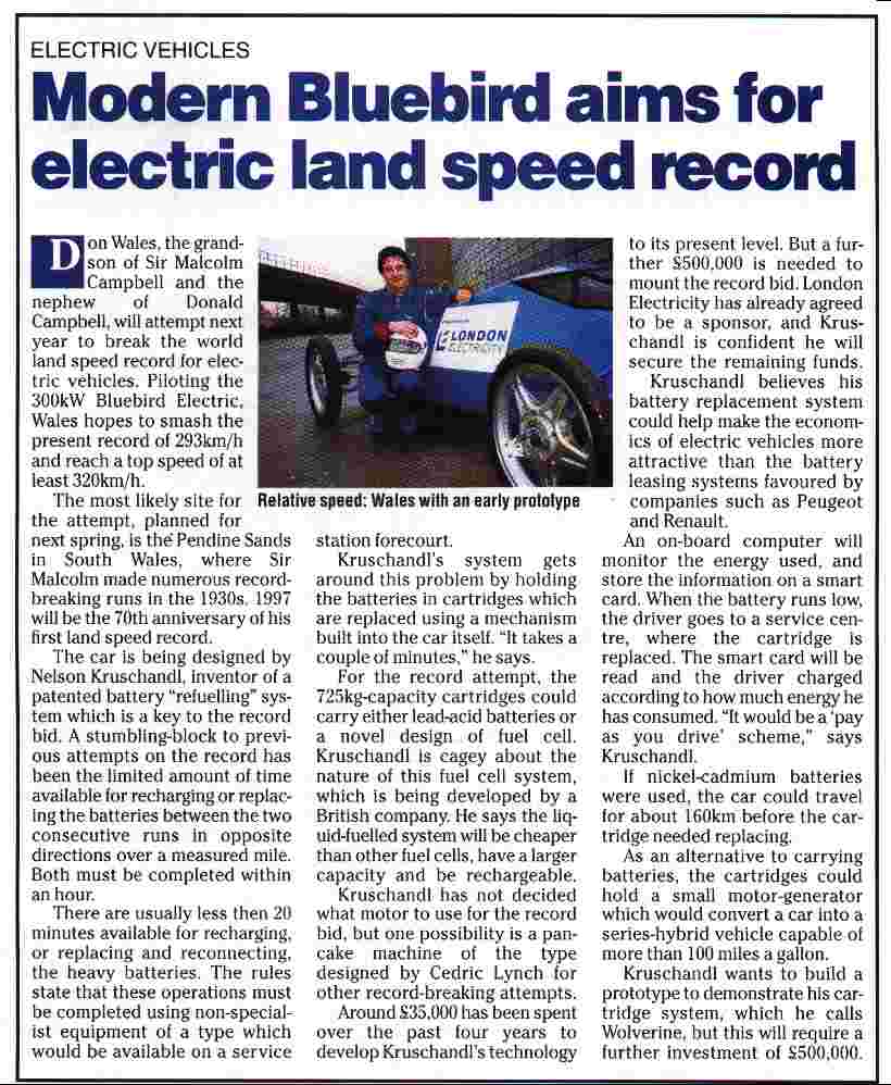 London Electricity - Review, Bluebird car and Don Wales