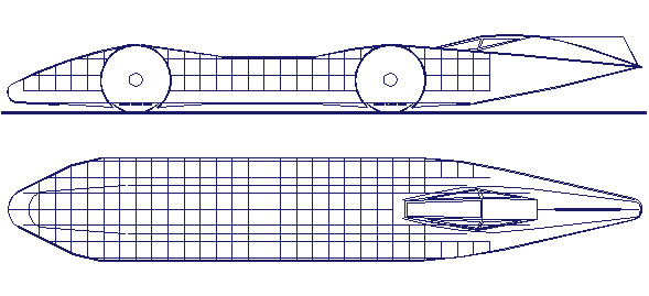 The world's fastest electric land speed record car, a blue bird eco streamliner