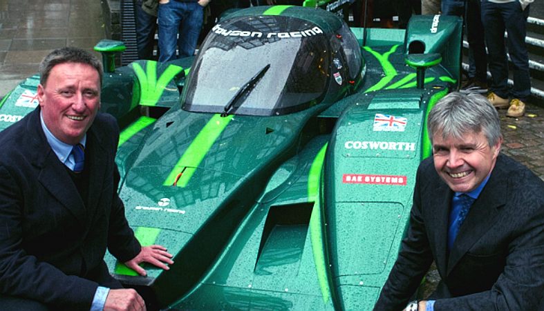 Professor Dale Harrow and Lord Drayson with his Formula E Lola