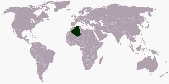 Algeria world location map