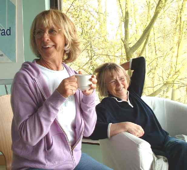 Wetlands Wildfowl Trust, Greta West and Judy Reidler enjoying tea