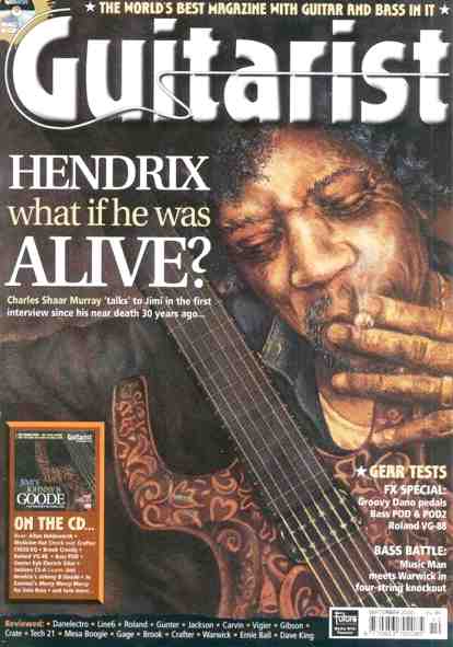 September 2000 issue of Guitarist magazine depicts what Hendrix might look like if he were alive and 57 years old, with a Parker guitar