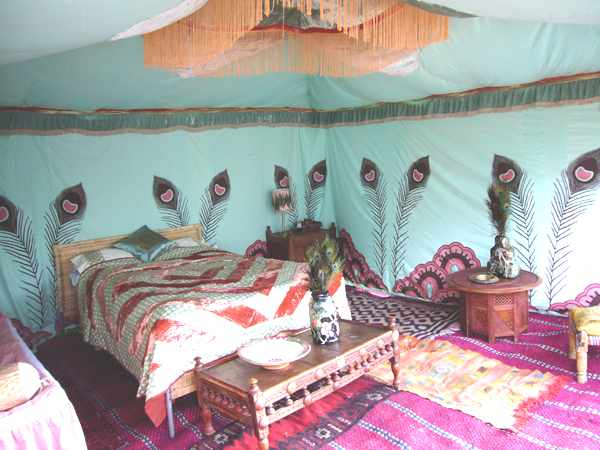 Peacock tent interior