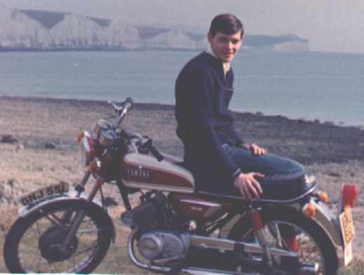 Nelson Kruschandl and his As2 Yamaha 125 at Seaford Head in Sussex