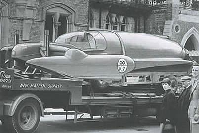 The Bluebird K7 jet boat in Oxford 1967