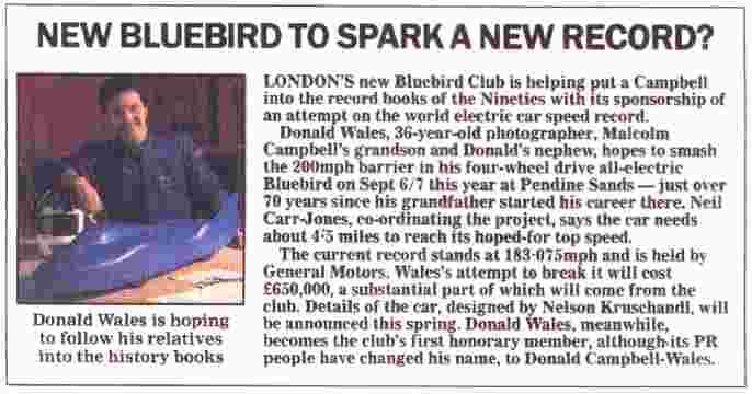 Autocar Article 1997 Don Wales Donald Campbell Club