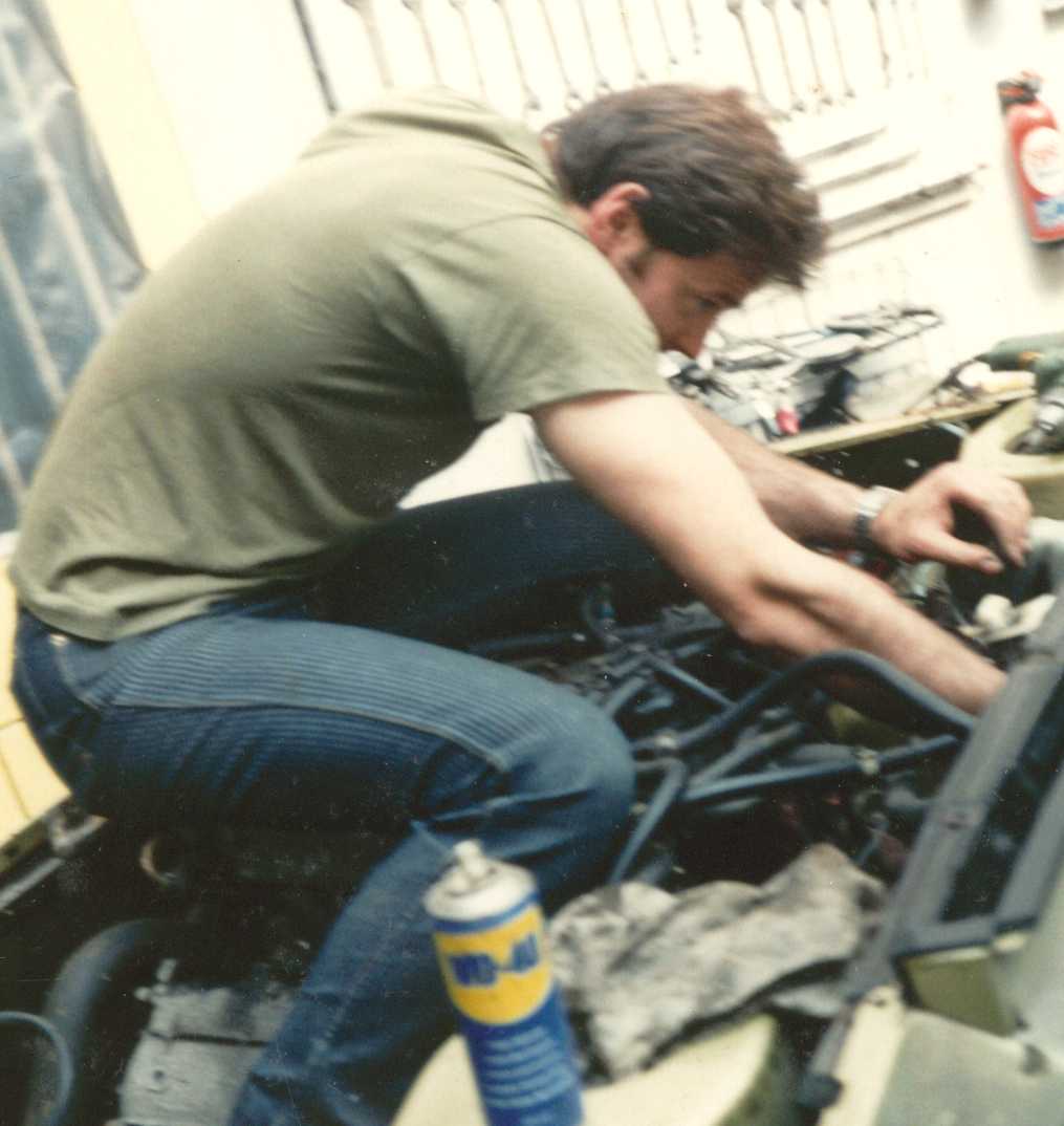 Nelson Kruschandl completing an engine rebuild on a Renault car Lime Park Herstmonceux