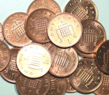 One hundred pennies equals 1 sterling
