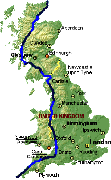 The Jogle Cannonball Run Google route map of the UK - Great British