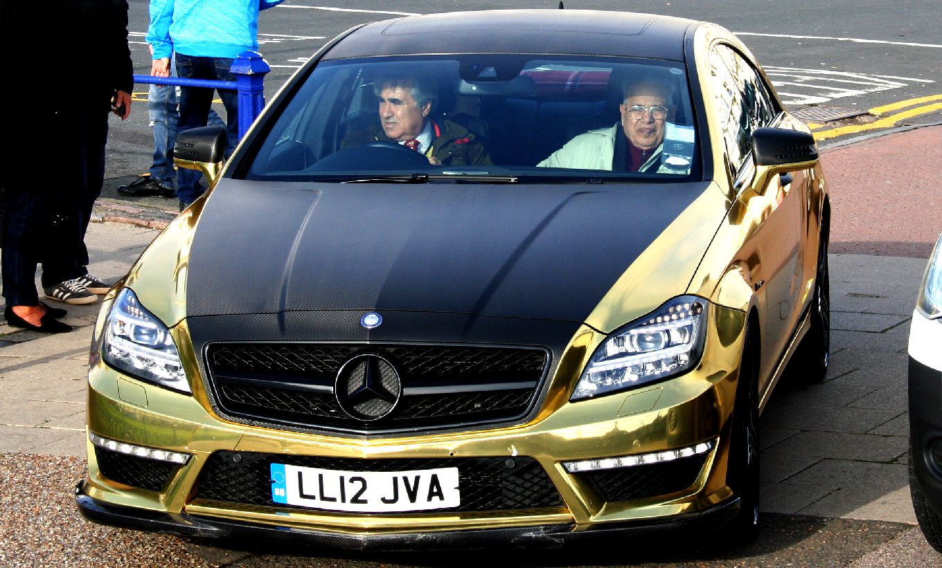 Lions Hotels owner Abid Gulzar in his golden wrapped Mercedes Benz AMG