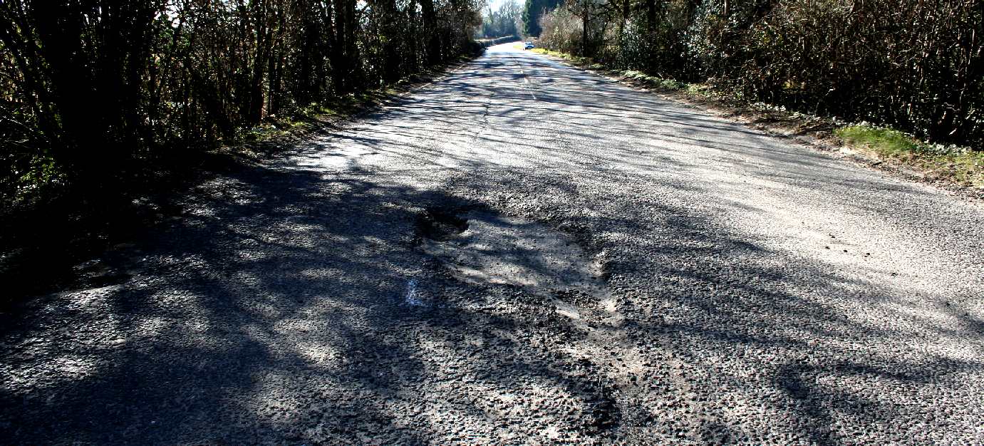 Potholed A271 is a very dangerous road at the moment, March 2018