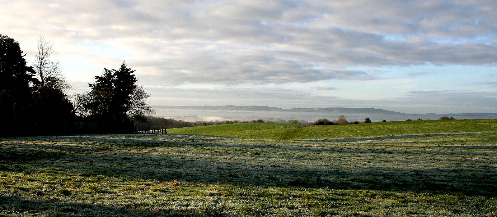 Copyright photograph frosty winter sunrise morning Wealden district of Sussex