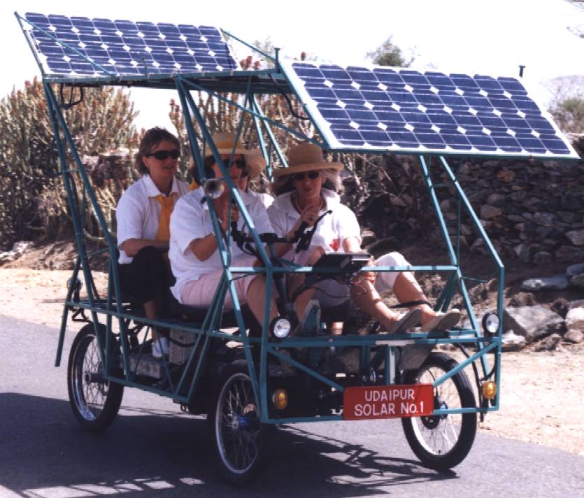 Solar powered four wheel rickshaw, practical but unattractive