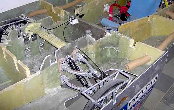 Solaris II solar racing car front suspension and steering