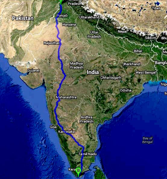 Trans-India international Cannonball ZEV Run series route maps