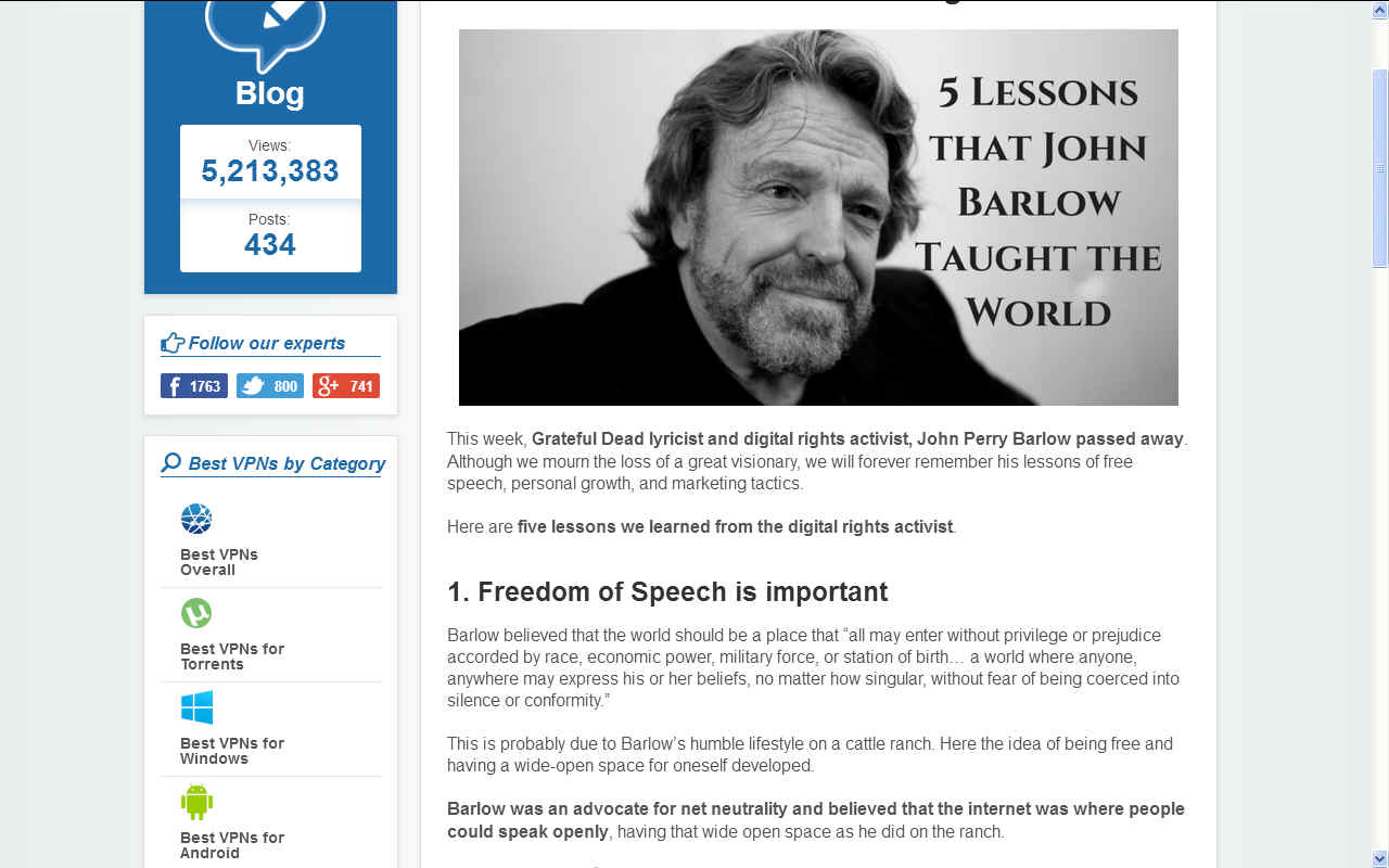 John Barlow was the lyricist for The Grateful Dead