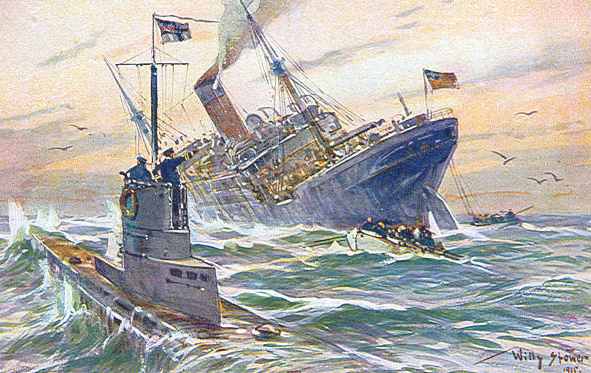 U boat sinking a cruiser, world war one