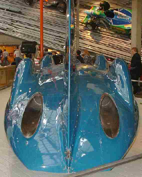 Bluebird CN7 jet car exhausts and tailfin