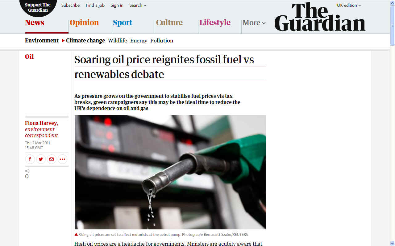 The Guardian on soaring oil prices