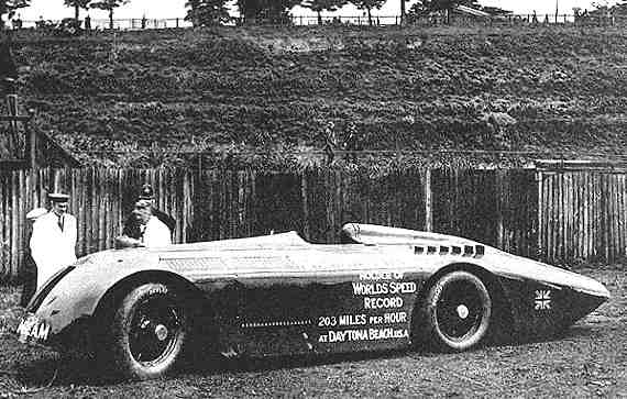 Sir Henry Segrave with his 1,000 horsepower Sunbeam